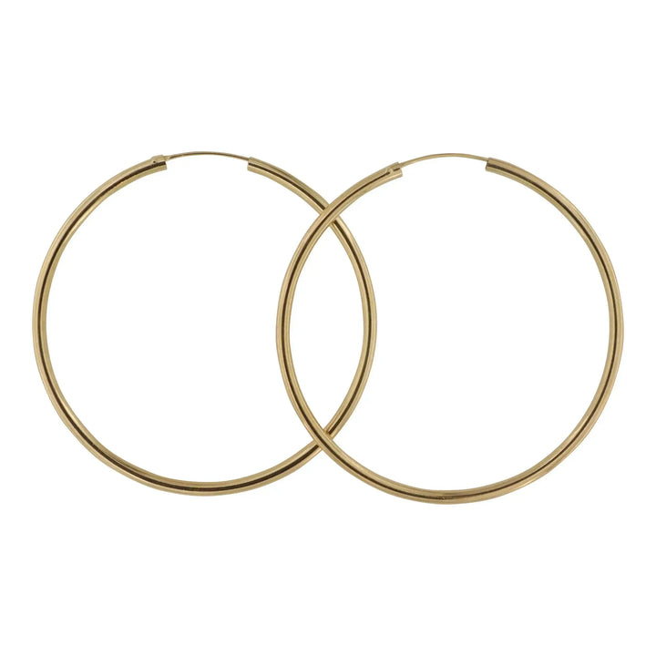Øreringe, hoops, stor creol 70 mm, forgyldt sterlingsølv 