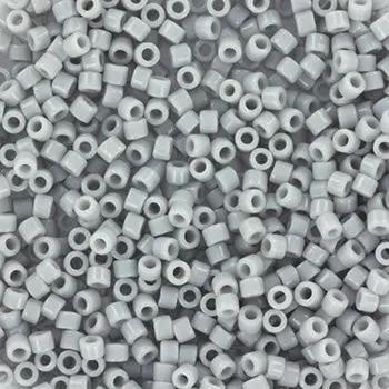 Grå glasperler, miyuki delica beads, opaque ghost grey Krea