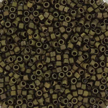 Grønne glasperler, miyuki delica's 11/0 metallic matte dark olive Krea