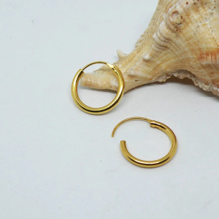 Øreringe, hoops, 16 mm, forgyldt sterlingsølv 