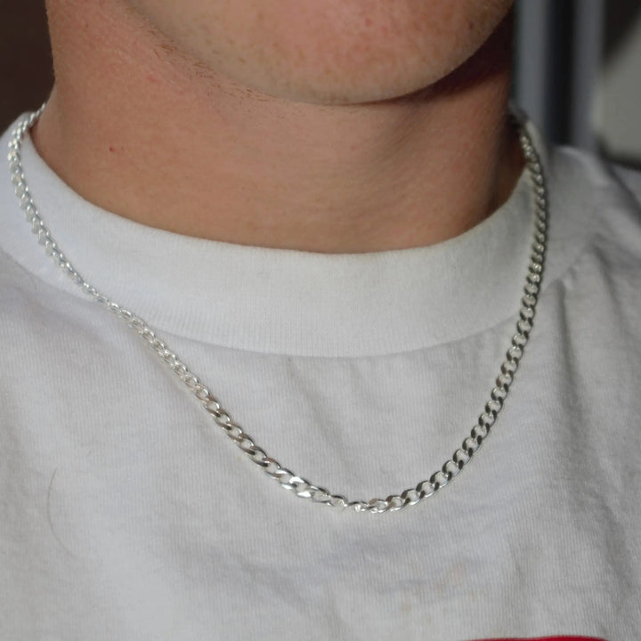 Halskæde, panser facet kæde, forgyldt sterlingsølv, 4,5x1,8mm 