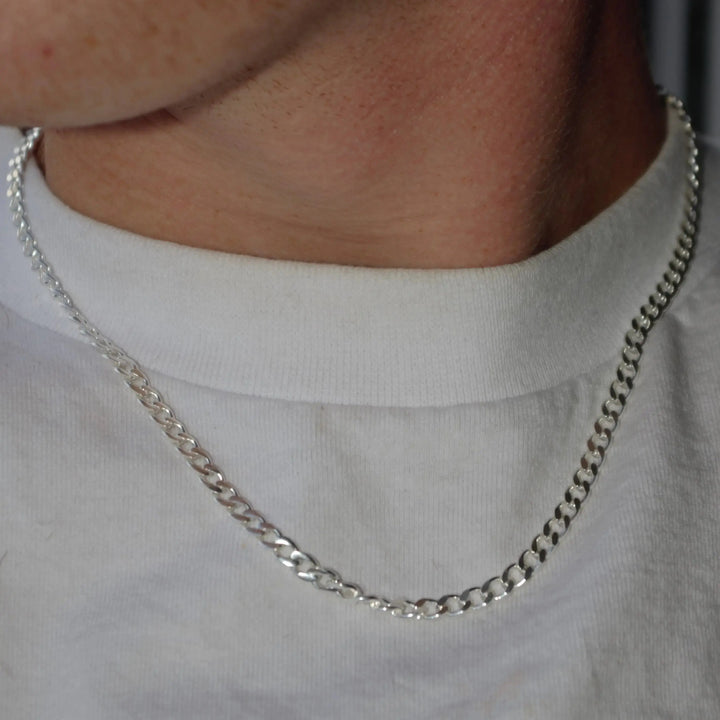 Halskæde, panser facet kæde, forgyldt sterlingsølv, 4,5x1,8mm 