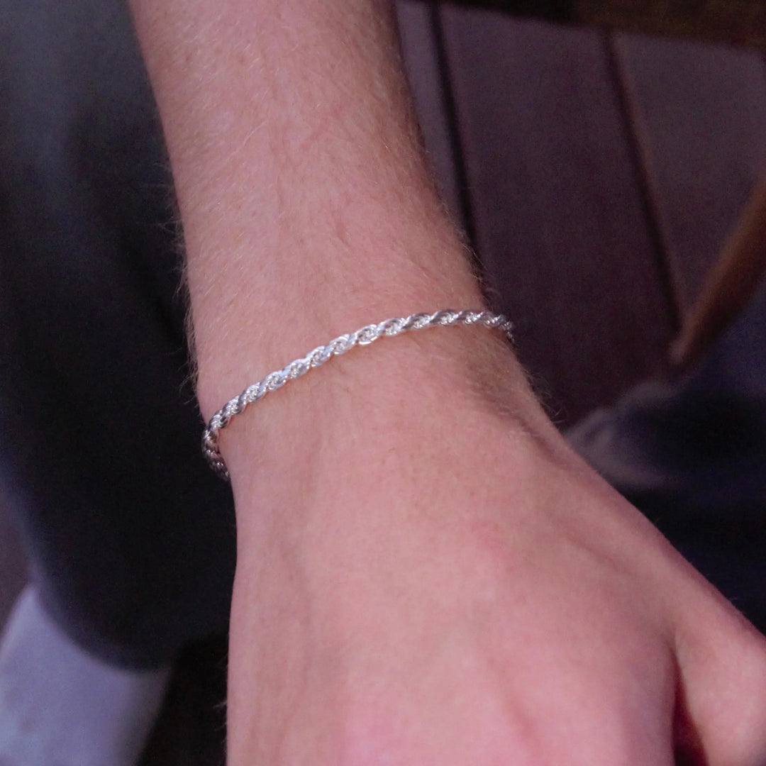 Armbånd, cordel kæde, sterlingsølv, 16-17 cm/3,2 mm 