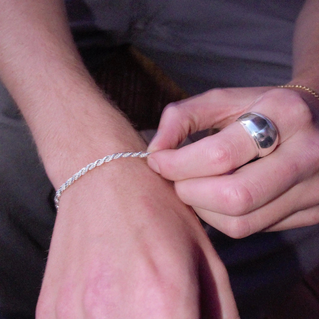 Armbånd, cordel kæde, sterlingsølv, 16-17 cm/3,2 mm 