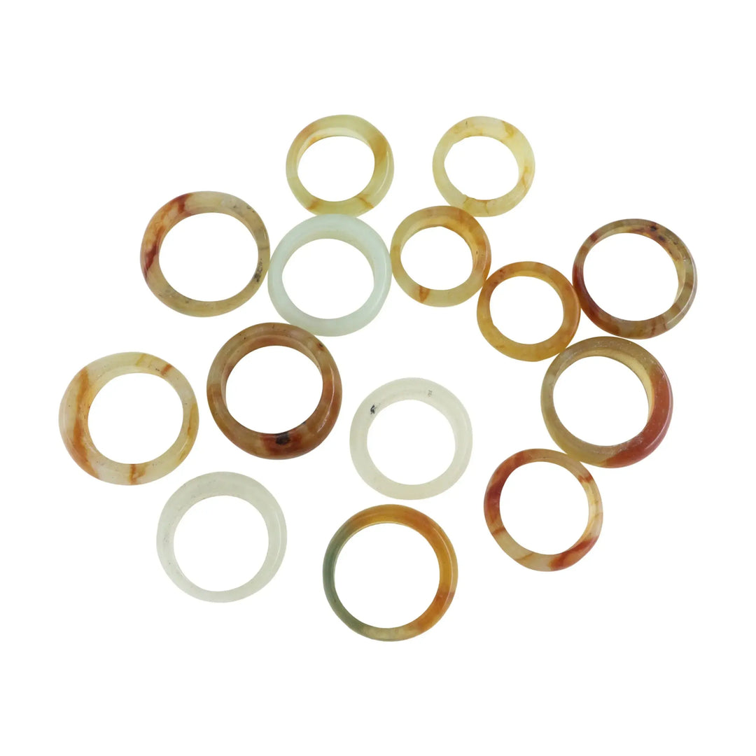 Fingerring, ædelsten, jade, mix - 4 stk 
