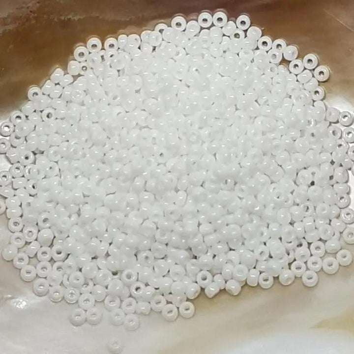 Hvide glasperler, miyuki rocailles seed beads, opaque white Krea