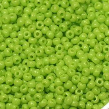 Grønne glasperler, miyuki rocailles seed beads, opaque chartreuse Krea
