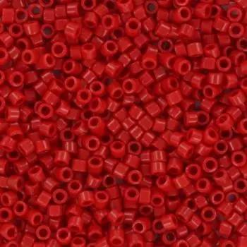 Røde glasperler, miyuki delica beads, opaque red Krea