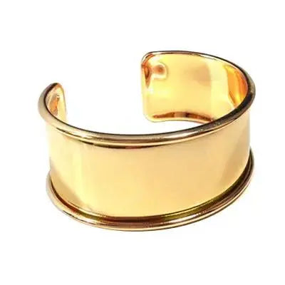 Armbånd, chunky armring, forgyldt og forsølvet messing, 17cm, justerbar 