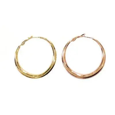 Øreringe, graduerede hoops, forsølvet og forgyldt messing, 39 x 6 mm 