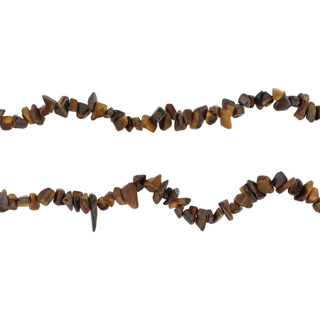 Smykkestensperler, string, tigerøje smykkestens chips, 80 cm, storkøb BOC