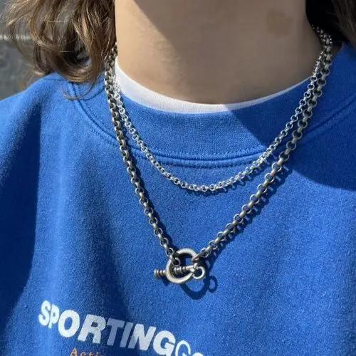 Halskæde, ærtekæde med bidsel lås, forsølvet messing, 51 cm/5,5 mm Beadhouse of Copenhagen
