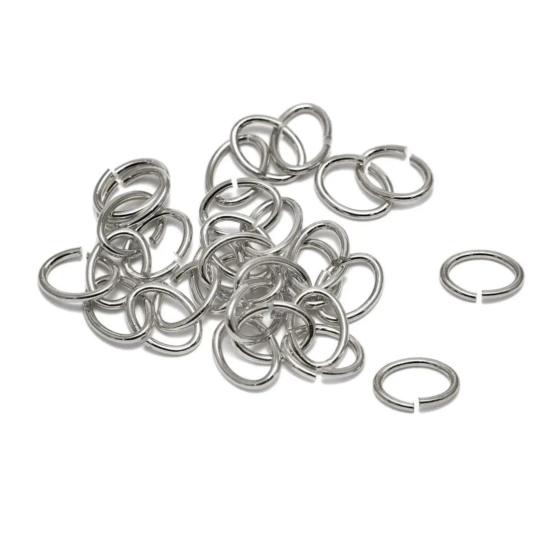 Øskner, ovale åbne messing forsølvet, 6 x 4,55 x 1,0 mm Tax