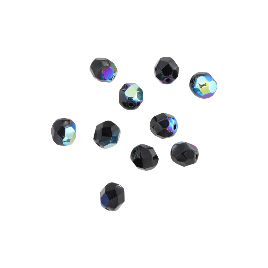 Krystalperler, preciosa beads, rund facetteret, glas, 7 mm - flere farver Preciosa