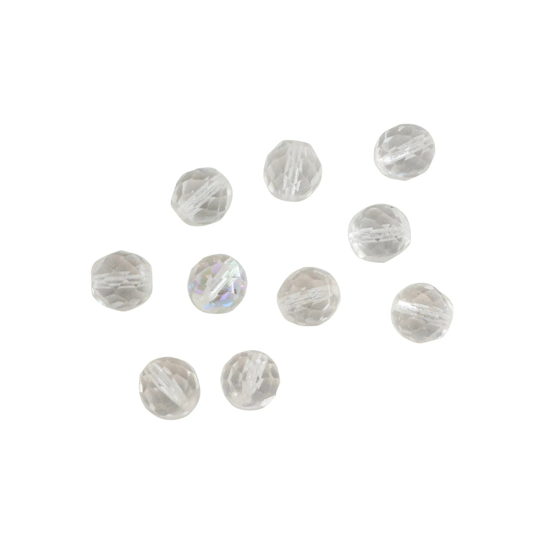 Krystalperler, preciosa beads, rund facetteret, glas, 10 mm - flere farver Preciosa