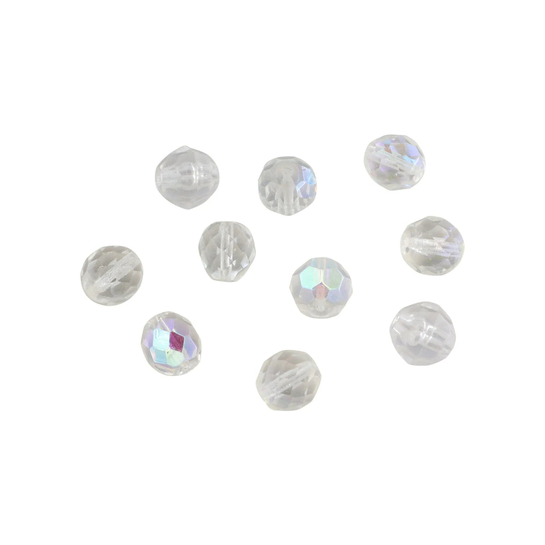 Krystalperler, preciosa beads, rund facetteret, glas, 10 mm - flere farver Preciosa