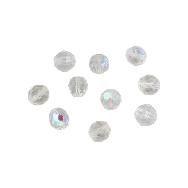 Krystalperler, preciosa beads, rund facetteret, glas, 10 mm - flere farver Preciosa