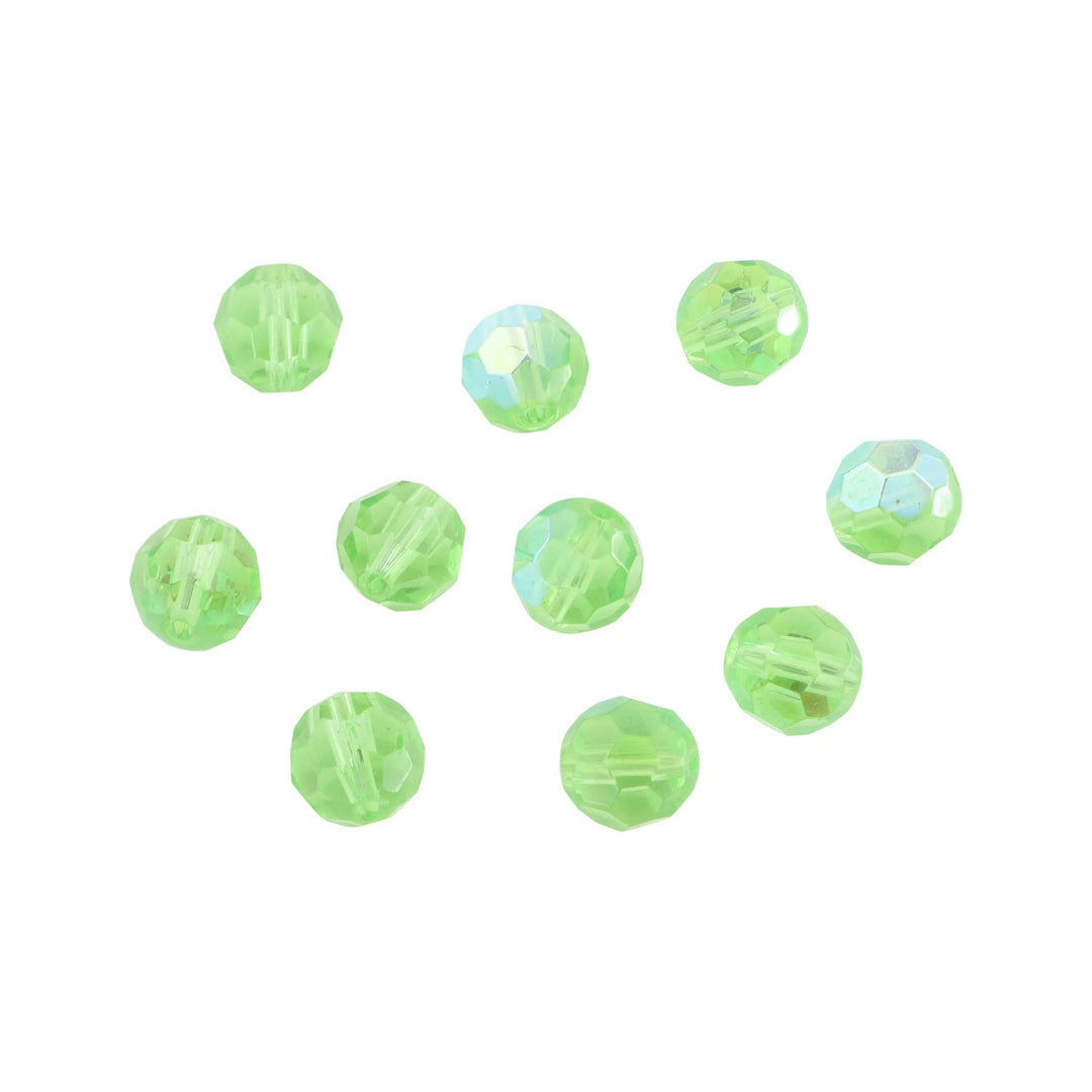 Krystalperler, preciosa beads, rund facetteret, glas, 10 mm - flere farver Preciosa