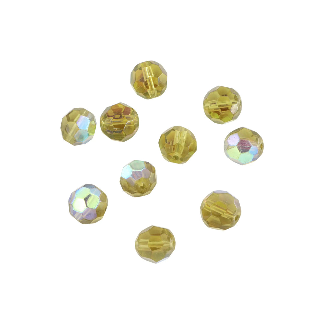 Krystalperler, preciosa beads, rund facetteret, glas, 10 mm - flere farver Preciosa