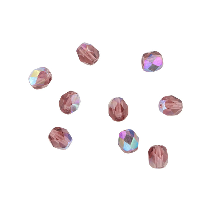 Krystalperler, preciosa beads, rund facetteret, glas, 6 mm - flere farver Preciosa