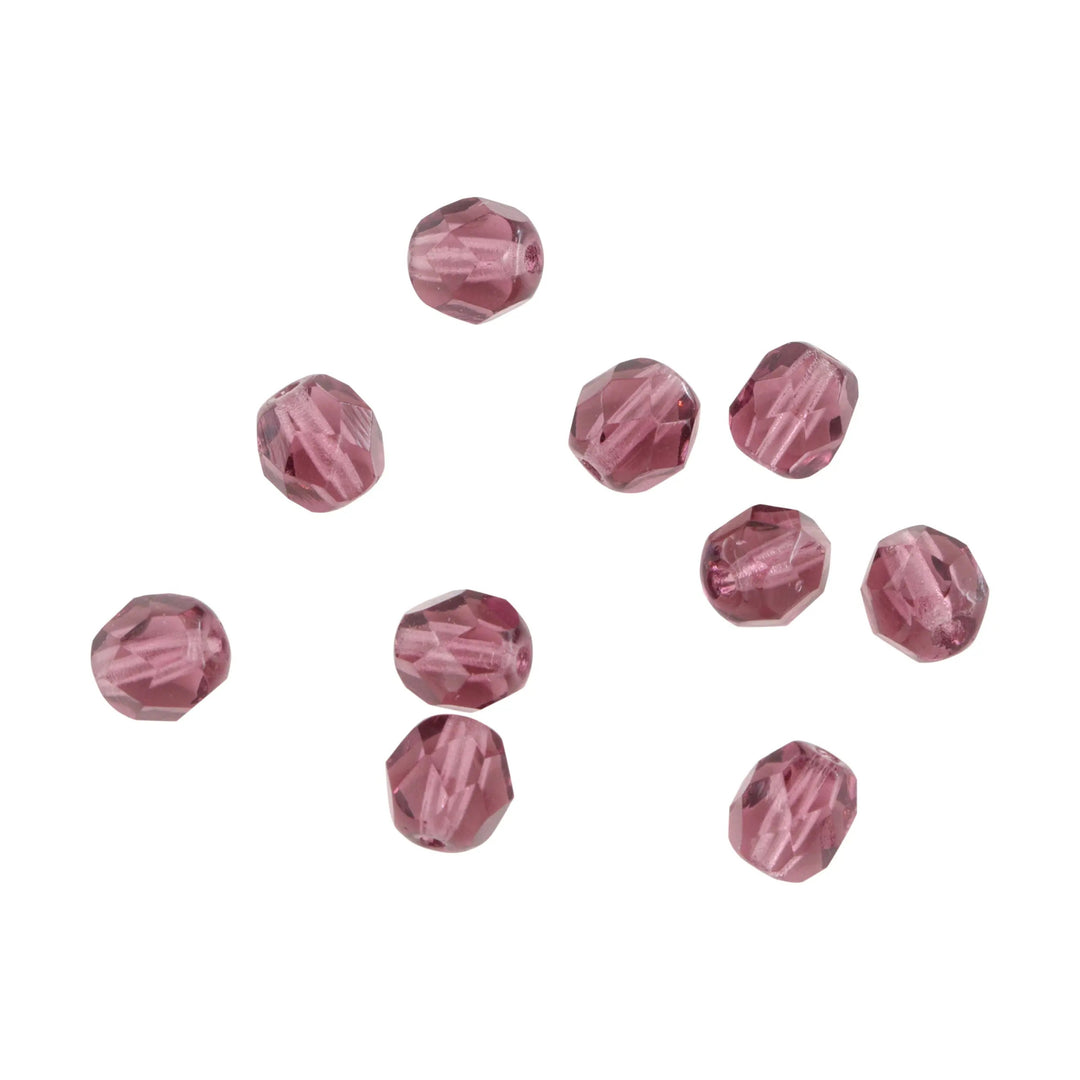 Krystalperler, preciosa beads, rund facetteret, glas, 7 mm - flere farver Preciosa