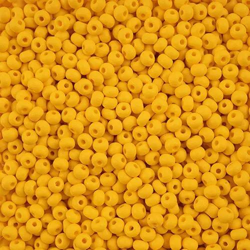 Gul glasperler, preciosa, permalux mat dark yellow, storkøb Preciosa