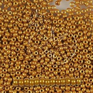 Guld glasperler, preciosa, shiny coated dark gold Preciosa