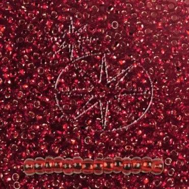 Røde glasperler, preciosa , silverlined ruby Preciosa