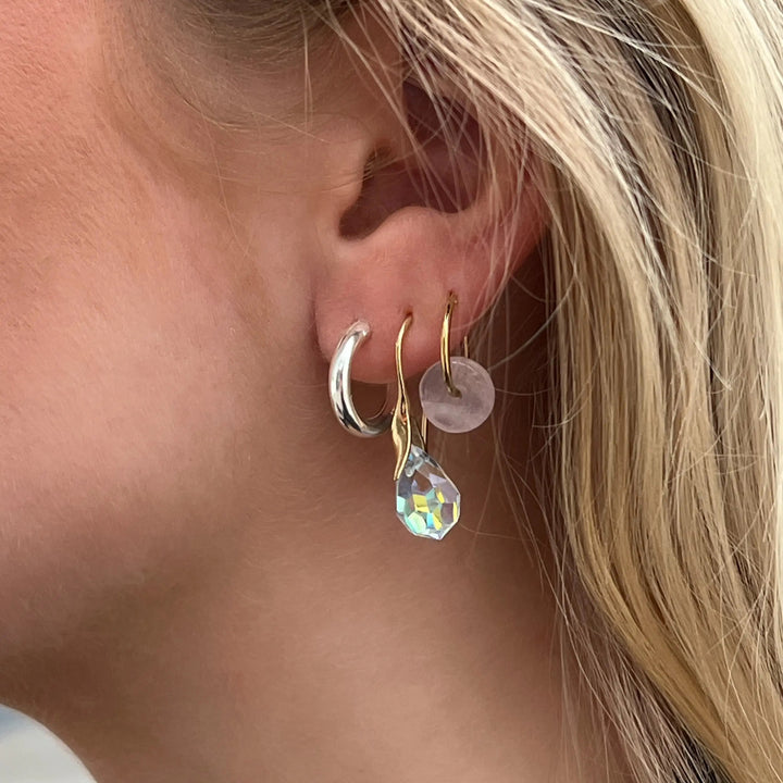 Øreringe, hoops, 16 mm, sterlingsølv og forgyldt sterlingsølv BLT