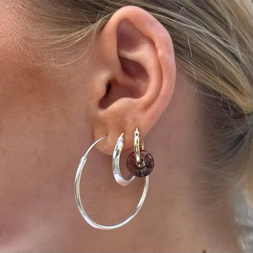 Øreringe, hoops, 40 mm, sterlingsølv og forgyldt sterlingsølv BLT