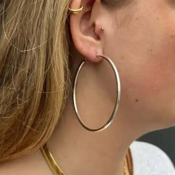 Øreringe, hoops, 70 mm, sterlingsølv 