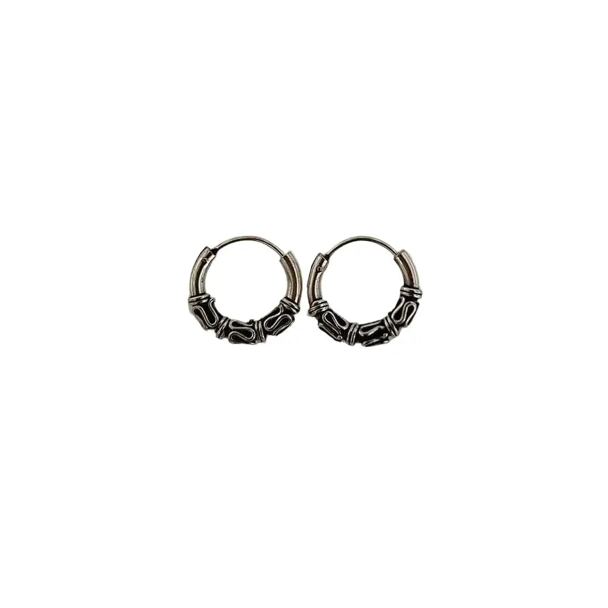Øreringe, hoops med 3 bølger og viklinger, sterlingsølv, 16-23 mm 