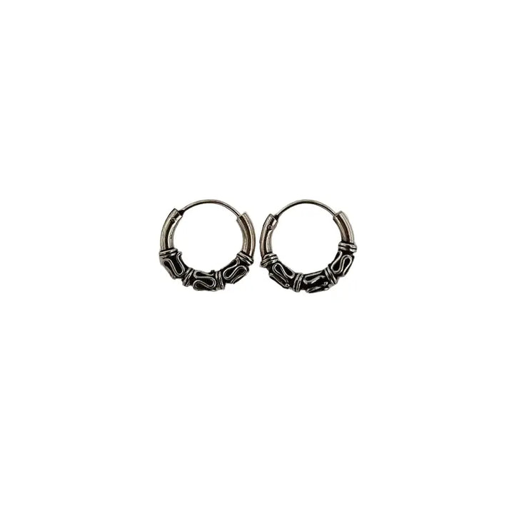 Øreringe, hoops med 3 bølger og viklinger, sterlingsølv, 16-23 mm 