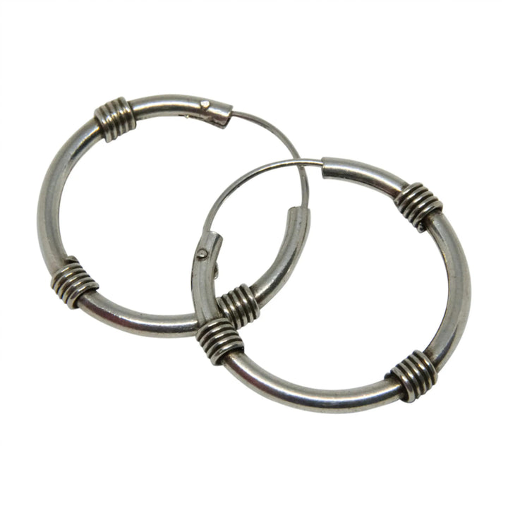 Øreringe, hoops med 3x4 viklinger, sterlingsølv Beadhouse of Copenhagen