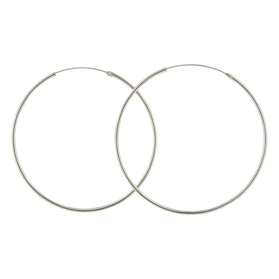 Øreringe, hoops, 70 mm, sterlingsølv 