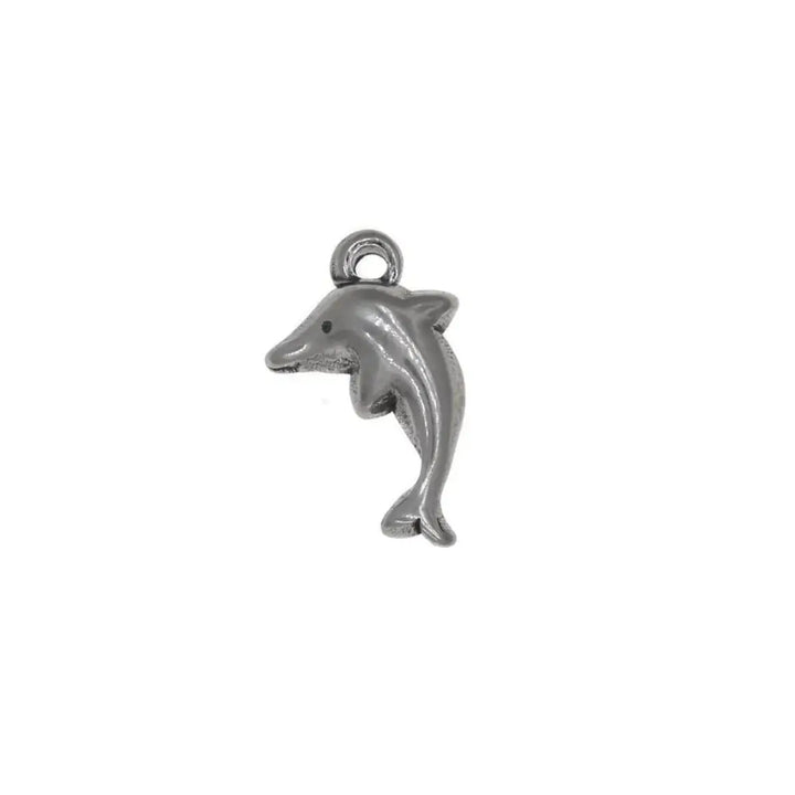 Vedhæng, delfin, rustfrit stål, 16x9 mm med øsken 