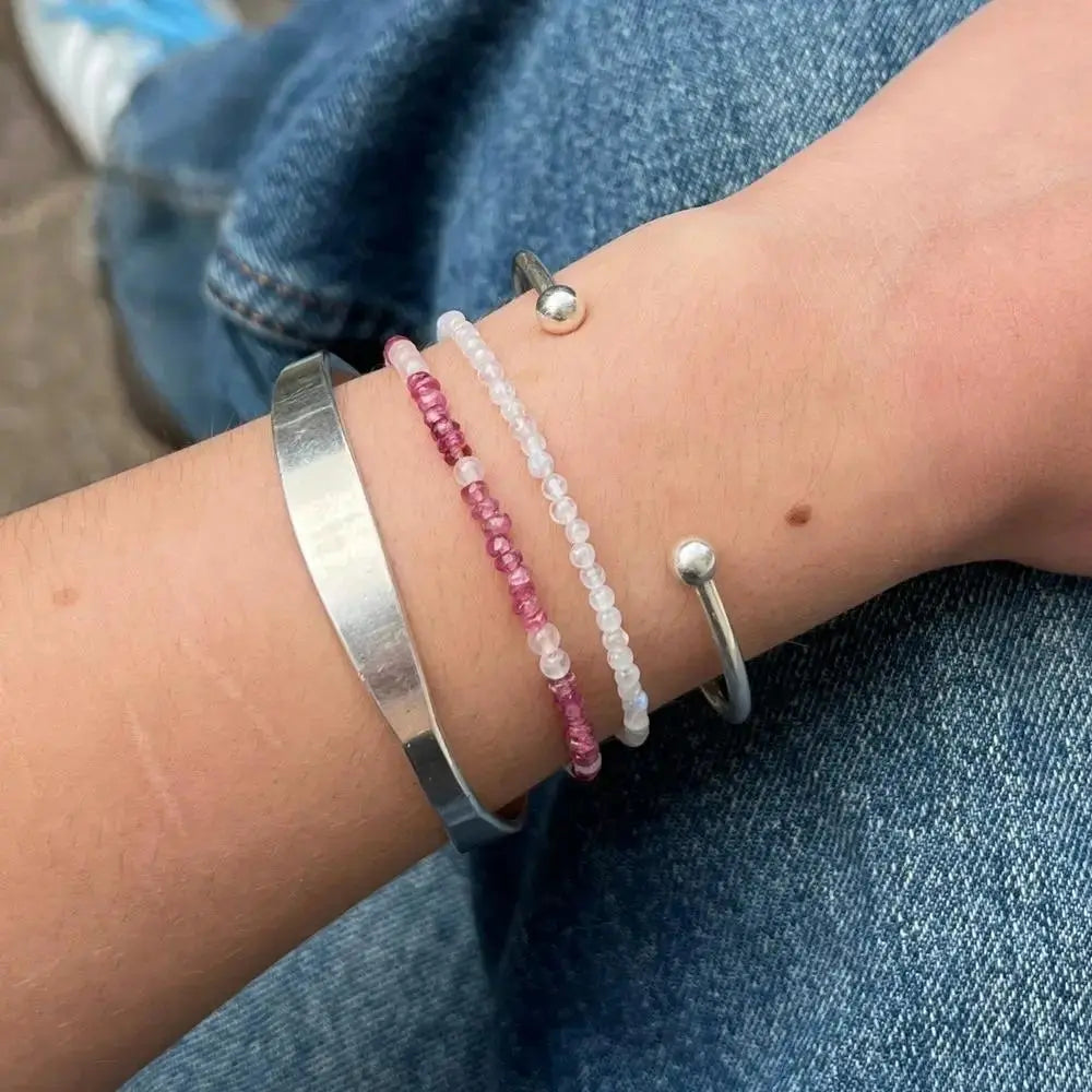 Armbånd med halvædelsten, forgyldt sterlingsølv og sølv 