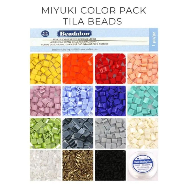 Tila glasperler, miyuki beads, med 15 blandede farver Krea
