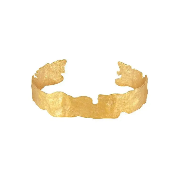 Armbånd, åben organisk armring, forgyldt og forsølvet messing, 16cm, justerbar 
