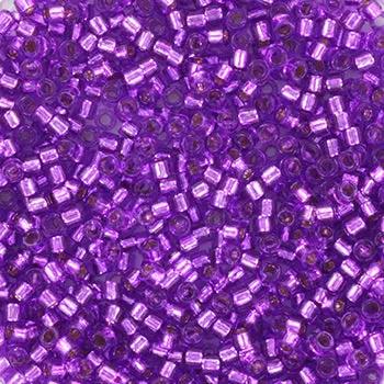 Lilla glasperler, miyuki delica beads, silverlined magenta Krea