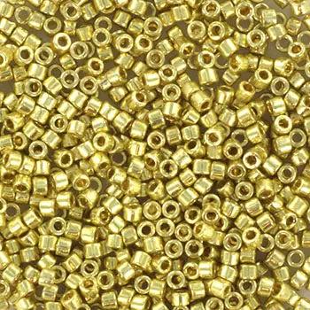 Guld glasperler, miyuki delica beads, duracoat pale gold Krea