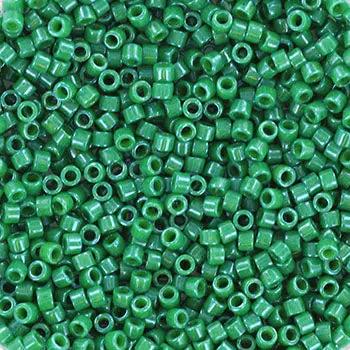 Grønne glasperler, miyuki delica beads, opaque dyed green Krea