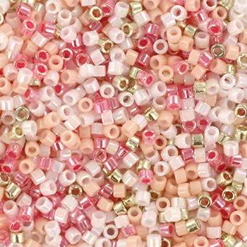 Blandede glasperler, miyuki delica beads,  light pink Krea