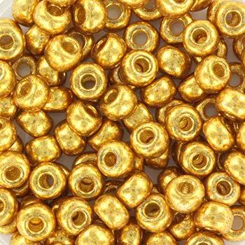 Guld glasperler, miyuki seed beads, duracoat galvanized gold, 6/0 Krea