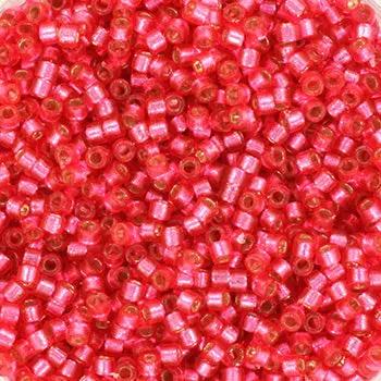 Pink glasperler, miyuki delica beads, silverlined dyed hibiscus Krea
