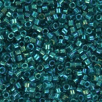 Grønne glasperler, miyuki delica beads, fancy lined teal Krea