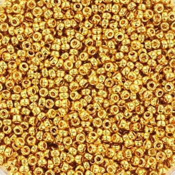 Guld glasperler, miyuki rocailles seed beads, 24 kt gold plated, tykt lag Krea