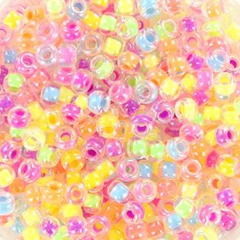 Blandede glasperler, miyuki seed beads, neon party mix 11/0 Krea