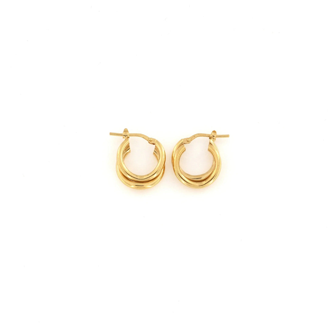 Øreringe, chunky dobbelte hoops, forgyldt sterlingsølv, 15-21mm 
