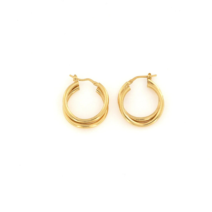 Øreringe, chunky dobbelte hoops, forgyldt sterlingsølv, 15-21mm 